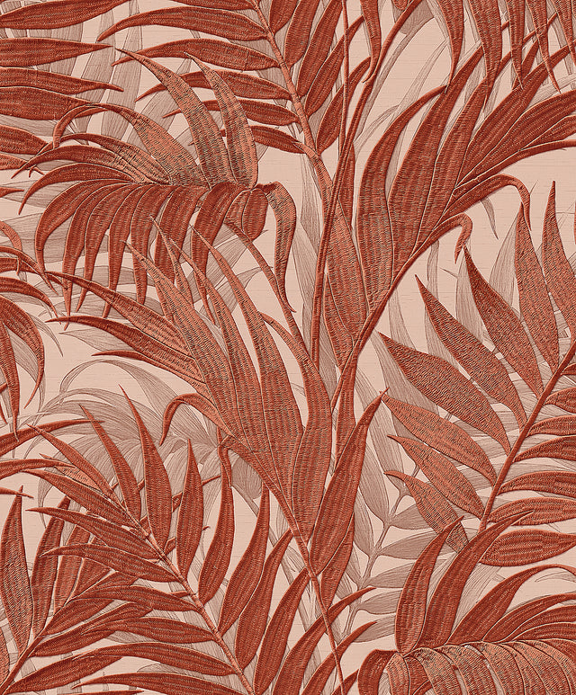 Veer Decor Embroidered Palm Red Wallpaper 8389-AA7