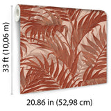 Veer Decor Embroidered Palm Red Wallpaper 8389-AA7
