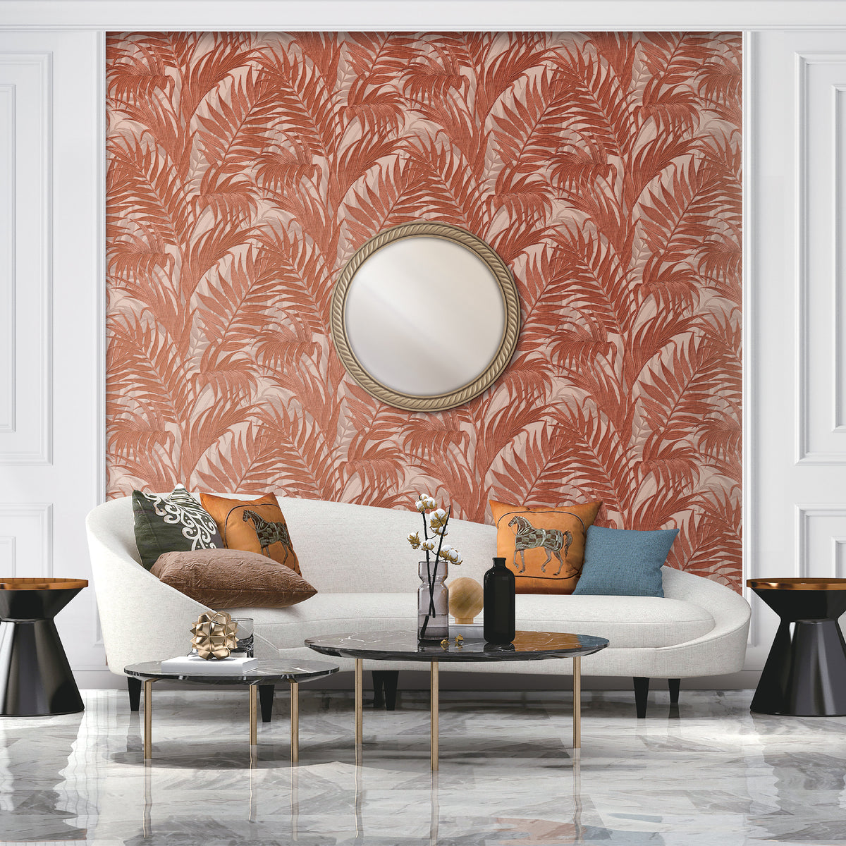 Veer Decor Embroidered Palm Red Wallpaper 8389-AA7