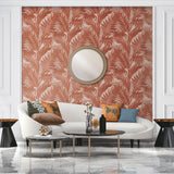 Veer Decor Embroidered Palm Red Wallpaper 8389-AA7