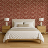 Veer Decor Embroidered Palm Red Wallpaper 8389-AA7