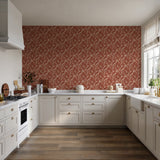 Veer Decor Embroidered Palm Red Wallpaper 8389-AA7