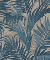 Veer Decor Embroidered Palm Blue Wallpaper 8389-AA8