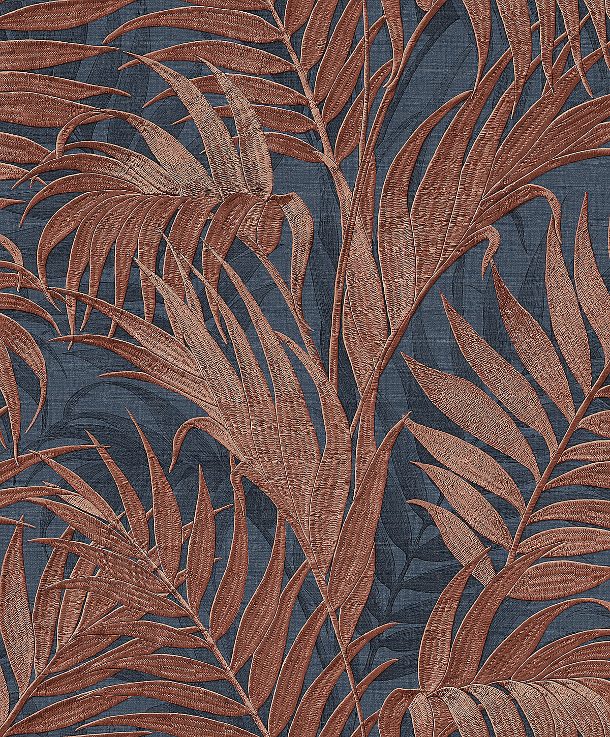 Veer Decor Embroidered Palm Navy Wallpaper 8389-AA9