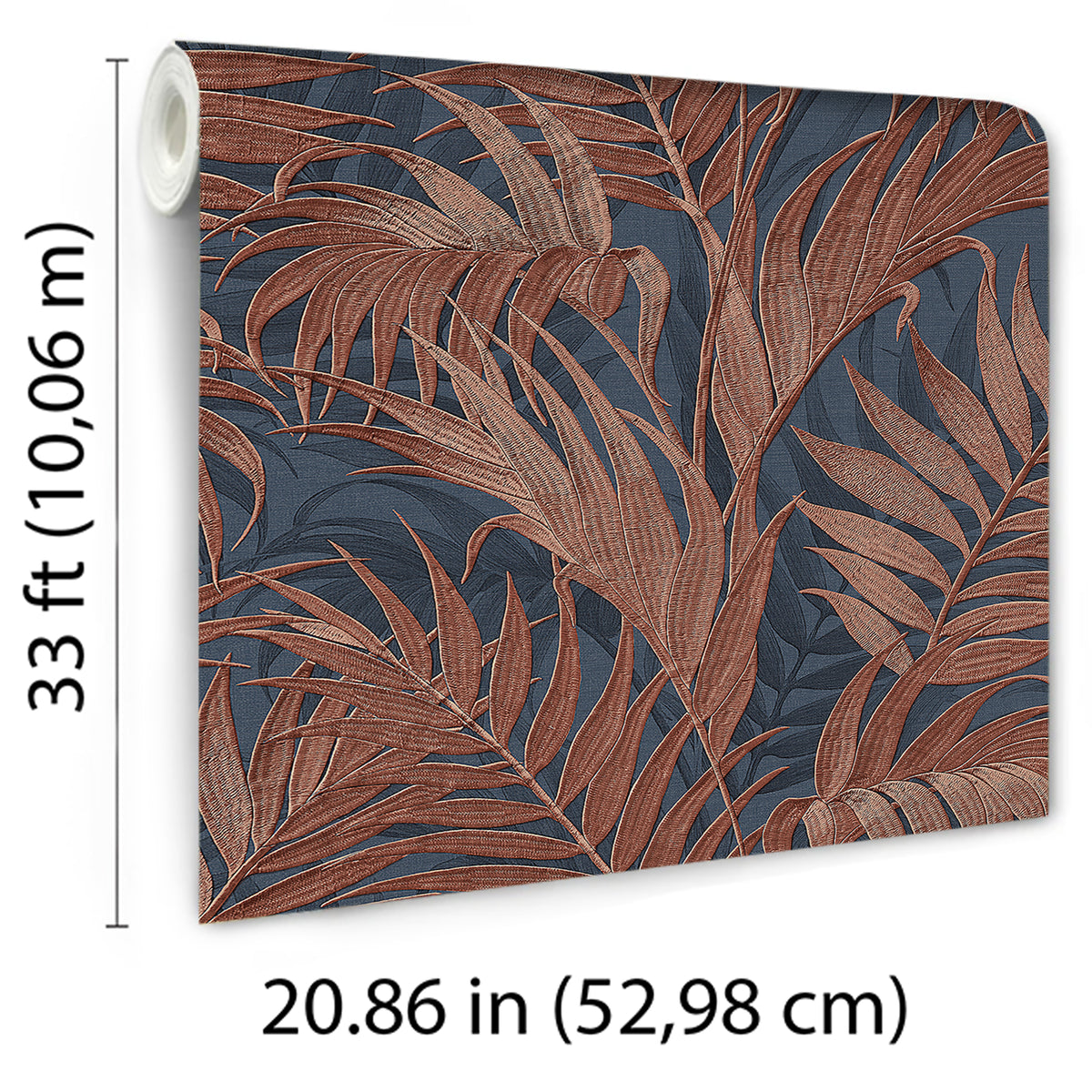 Veer Decor Embroidered Palm Navy Wallpaper 8389-AA9