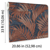 Veer Decor Embroidered Palm Navy Wallpaper 8389-AA9