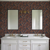 Veer Decor Embroidered Palm Navy Wallpaper 8389-AA9