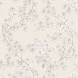 Veer Decor Embroidered Cherry Bloom Silver Wallpaper 8389-AB