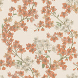 Veer Decor Embroidered Cherry Bloom Orange Wallpaper 8389-AB