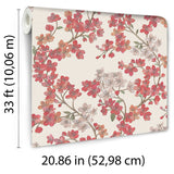 Veer Decor Embroidered Cherry Bloom Pink Wallpaper 8389-AB3