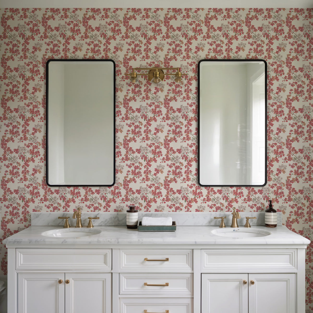 Veer Decor Embroidered Cherry Bloom Pink Wallpaper 8389-AB3