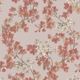 Veer Decor Embroidered Cherry Bloom Red Wallpaper 8389-AB4