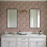 Veer Decor Embroidered Cherry Bloom Red Wallpaper 8389-AB4