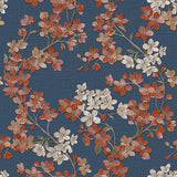 Veer Decor Embroidered Cherry Bloom Navy Wallpaper 8389-AB5