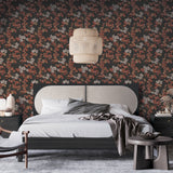 Veer Decor Embroidered Cherry Bloom Black Wallpaper 8389-AB6