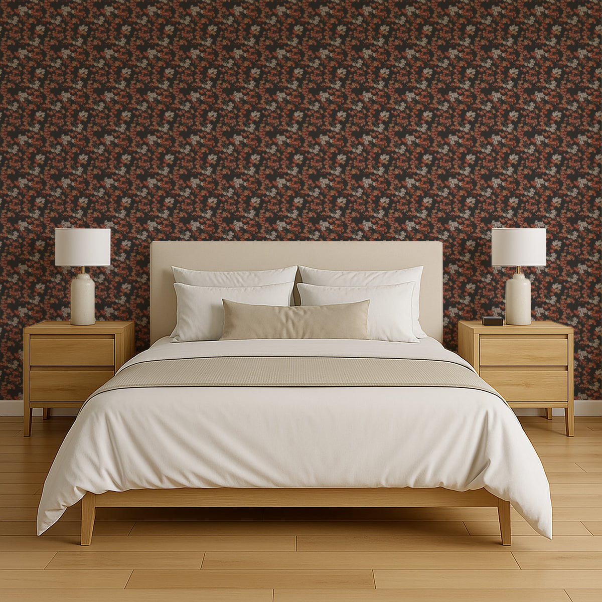 Veer Decor Embroidered Cherry Bloom Black Wallpaper 8389-AB6