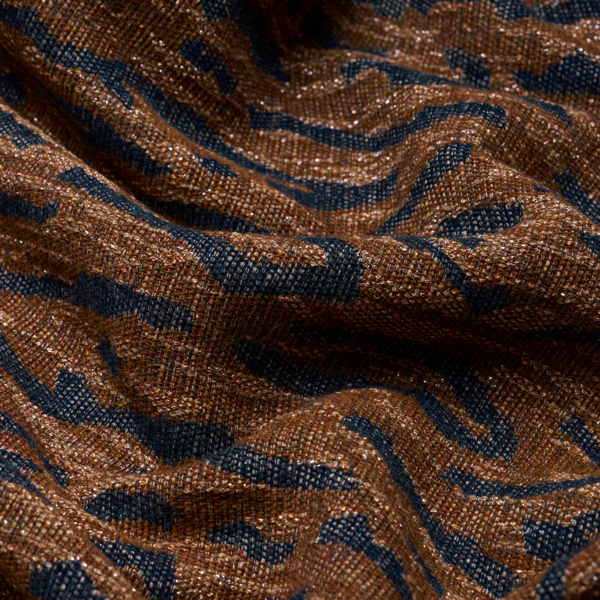 Schumacher Altamira Navy/Brown Fabric