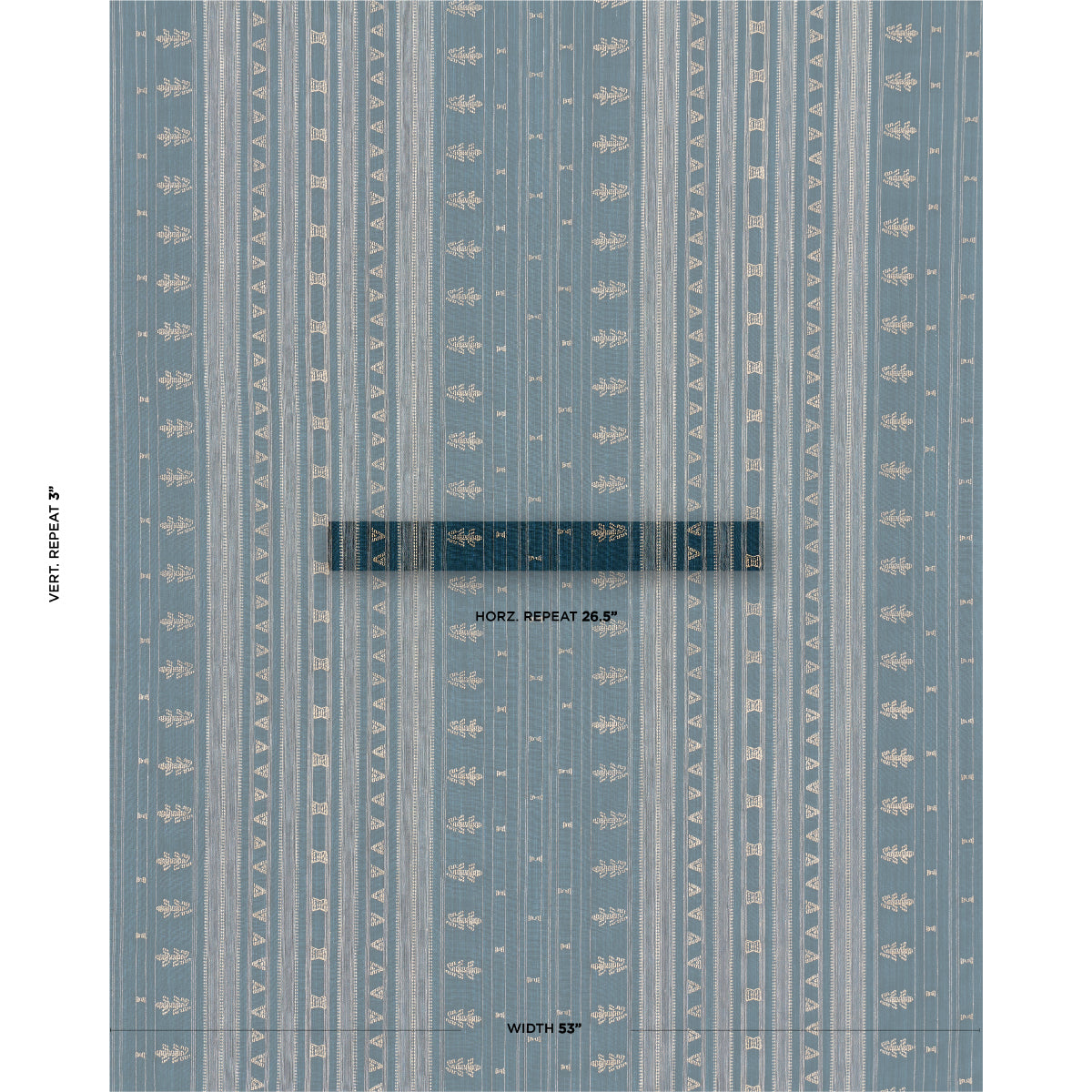 Schumacher Nima Embroidered Cotton Linen Indigo Fabric - Eade's Wallpaper