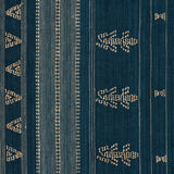 Schumacher Nima Embroidered Cotton Linen Indigo Fabric - Eade's Wallpaper