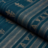 Schumacher Nima Embroidered Cotton Linen Indigo Fabric - Eade's Wallpaper