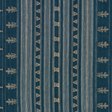 Schumacher Nima Embroidered Cotton Linen Indigo Fabric - Eade's Wallpaper
