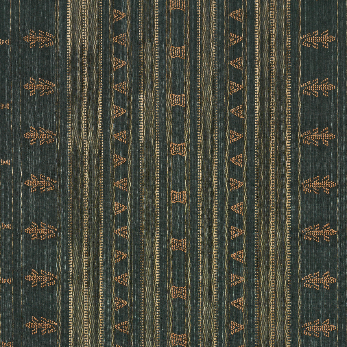 Schumacher Nima Embroidered Cotton Linen Jungle Green Fabric - Eade's Wallpaper