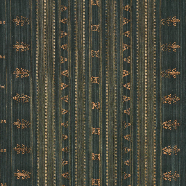 Schumacher Nima Embroidered Cotton Linen Jungle Green Fabric - Eade's Wallpaper