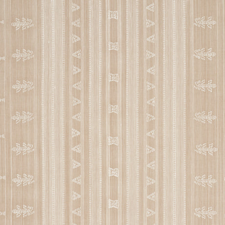 Schumacher Nima Embroidered Cotton Linen Tan Fabric - Eade's Wallpaper