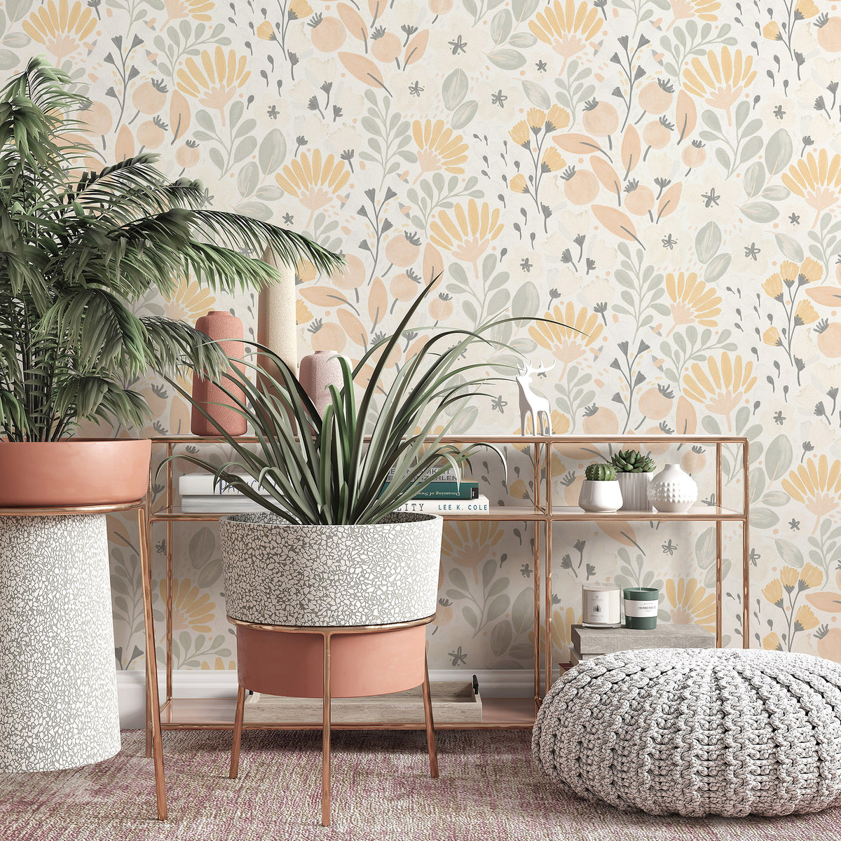 Veer Decor Poetic Garden Pink Wallpaper 8411-VRTR-AB1