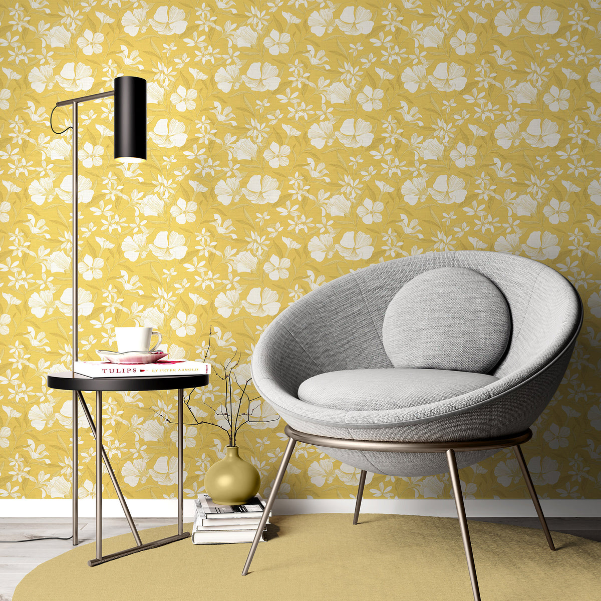 Veer Decor Floral Breeze Yellow Wallpaper 8411-VRTR-AC1