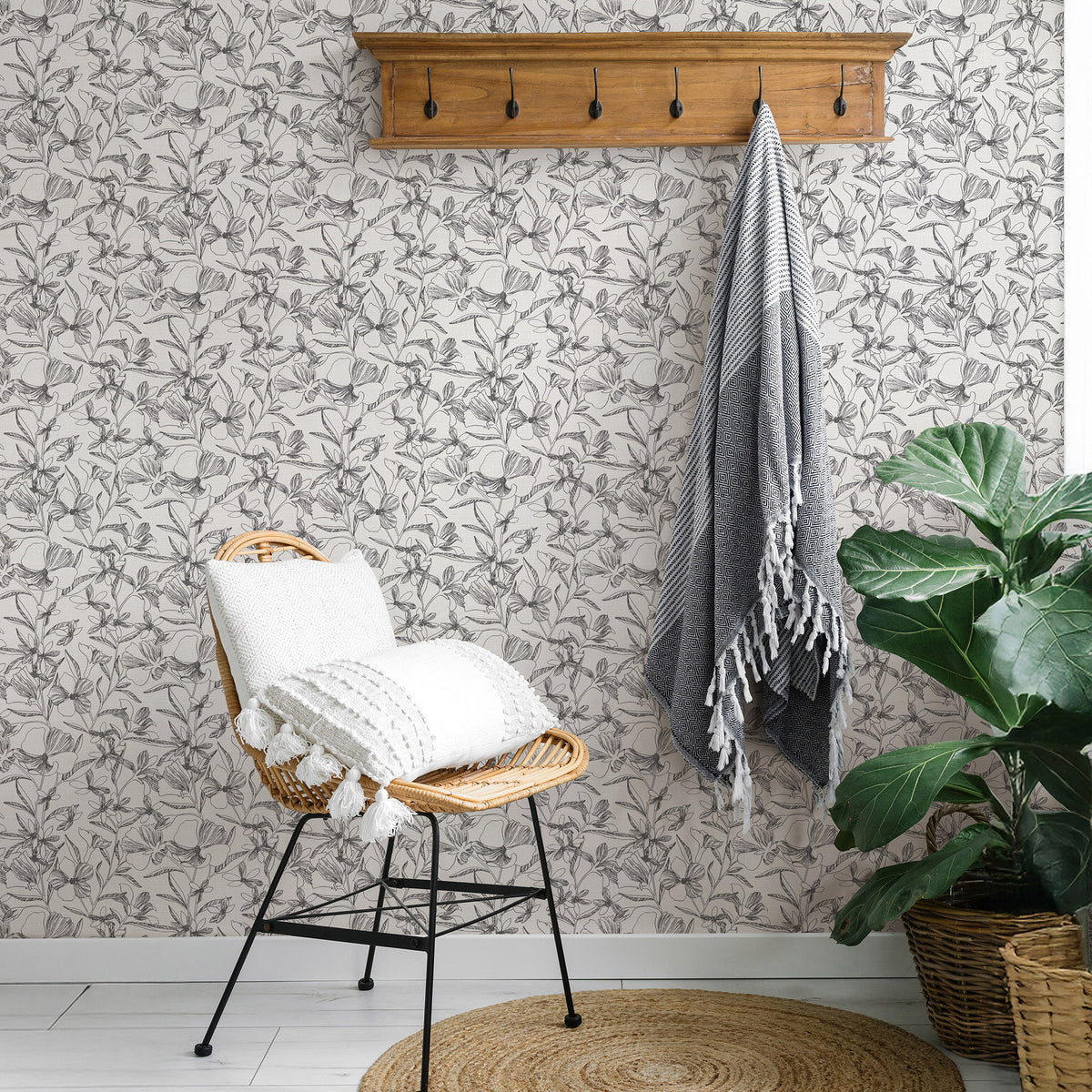 Veer Decor Floral Breeze Black Wallpaper 8411-VRTR-AC4