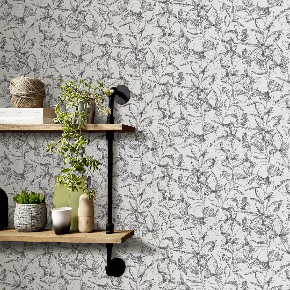 Veer Decor Floral Breeze Black Wallpaper 8411-VRTR-AC4