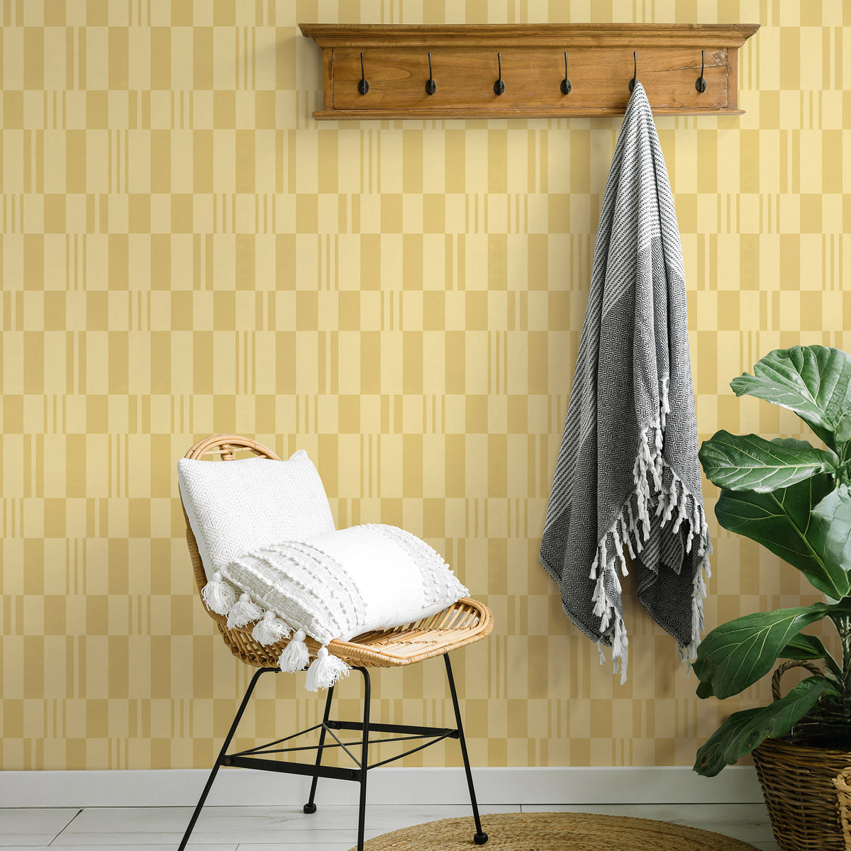 Veer Decor Sun Geo Stripe Yellow Wallpaper 8411-VRTR-AD1