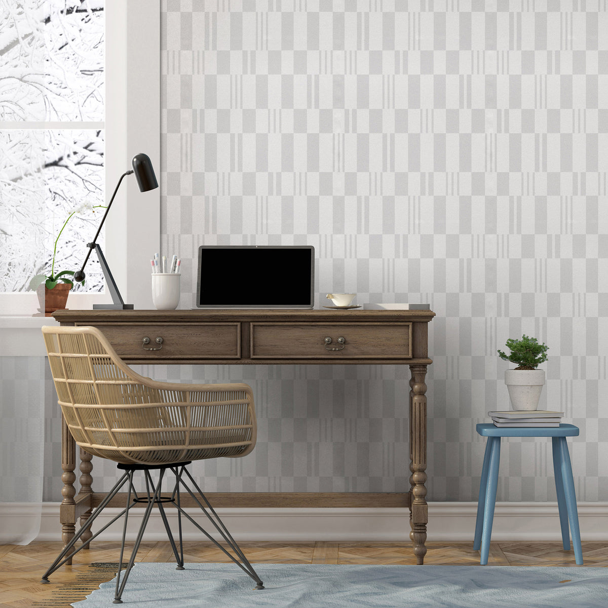 Veer Decor Sun Geo Stripe Grey Wallpaper 8411-VRTR-AD3