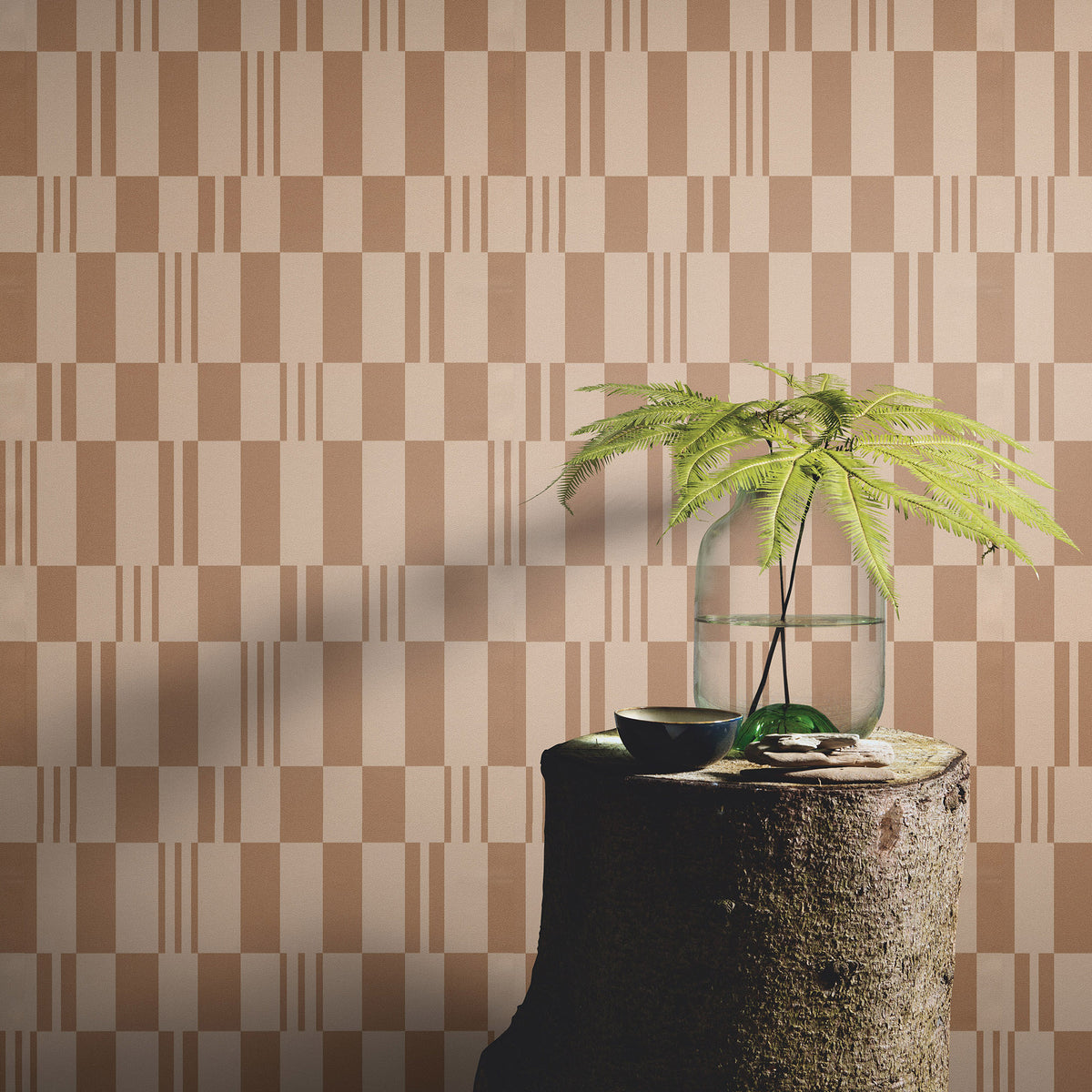 Veer Decor Sun Geo Stripe Brown Wallpaper 8411-VRTR-AD4