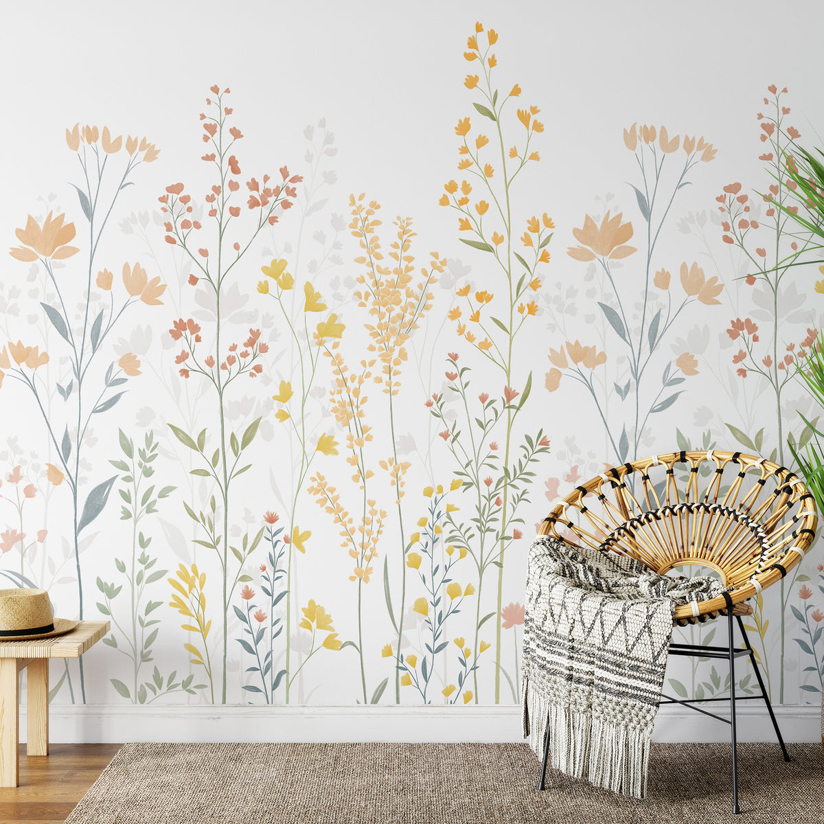 Veer Decor Meadow Rise Orange Wall Mural 8411-VRTR-AH-1