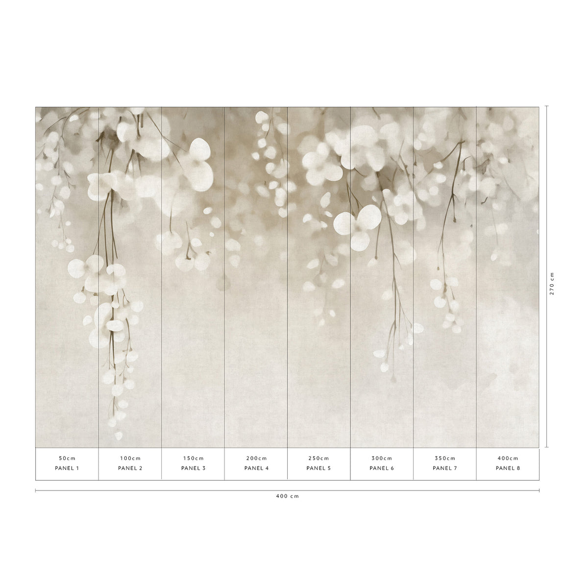 Veer Decor Ivory Rain Grey Wall Mural 8412-VRAED-AC