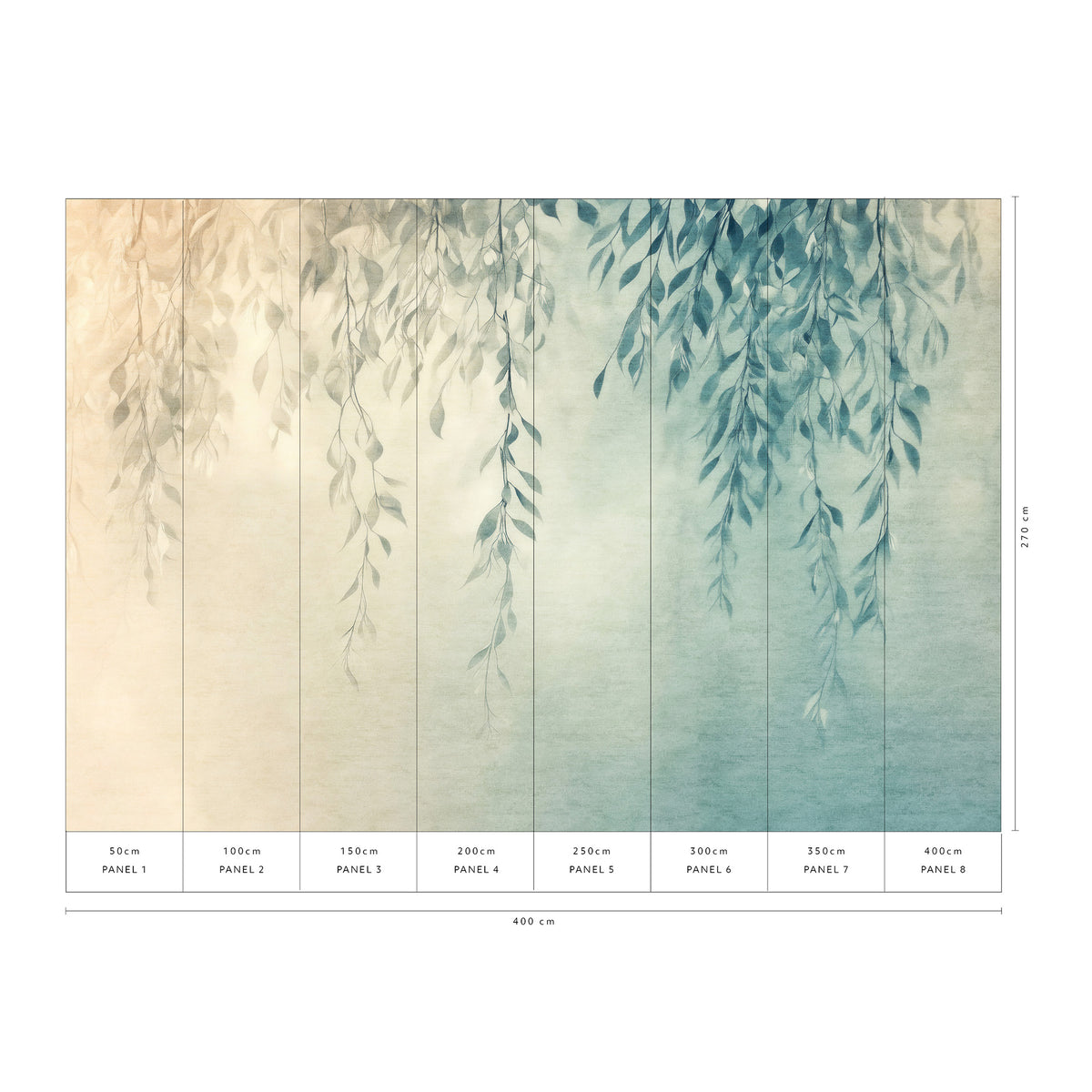 Veer Decor Silent Leaves Teal Wall Mural 8412-VRAED-AF