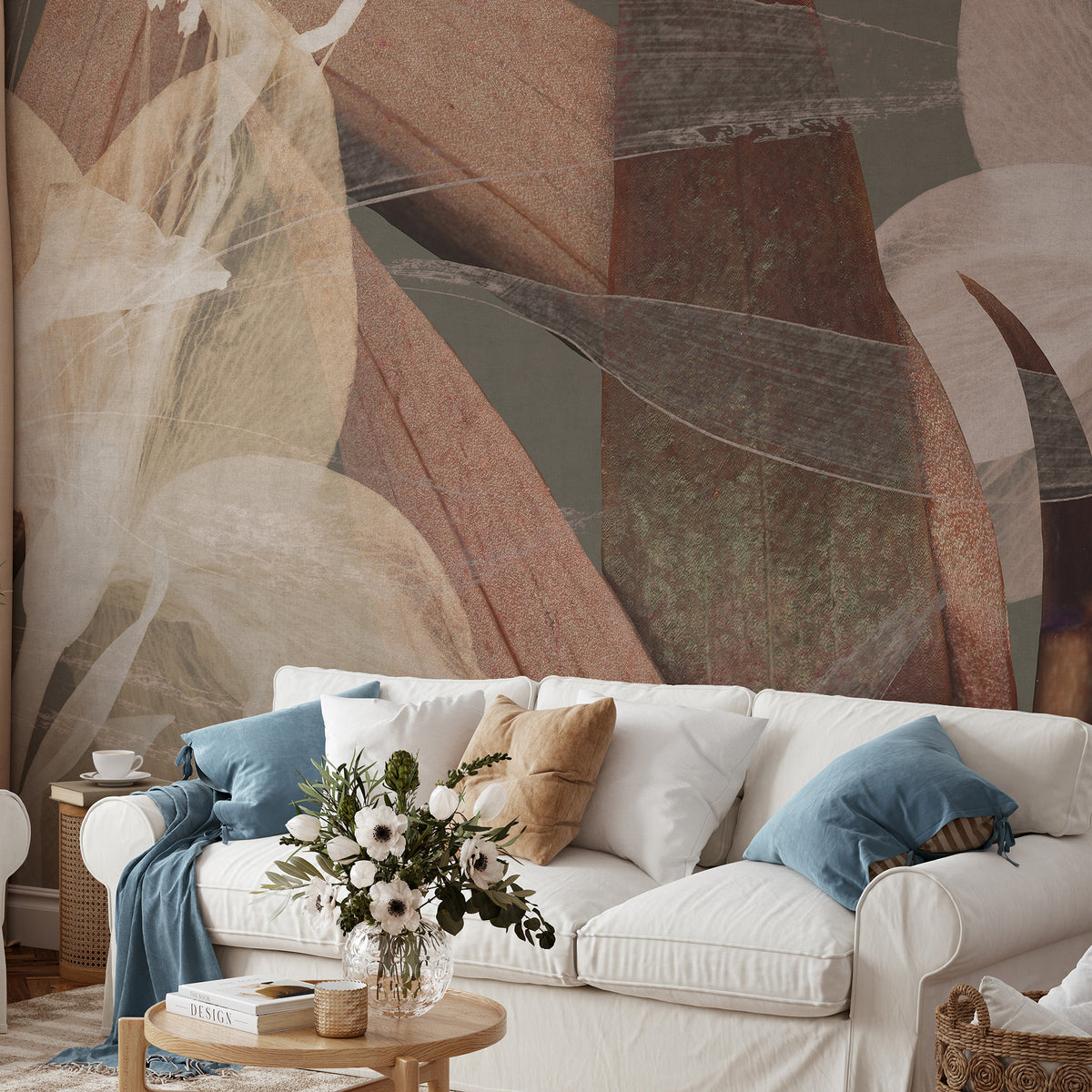 Veer Decor Fading Flower Brown Wall Mural 8412-VRAED-AO