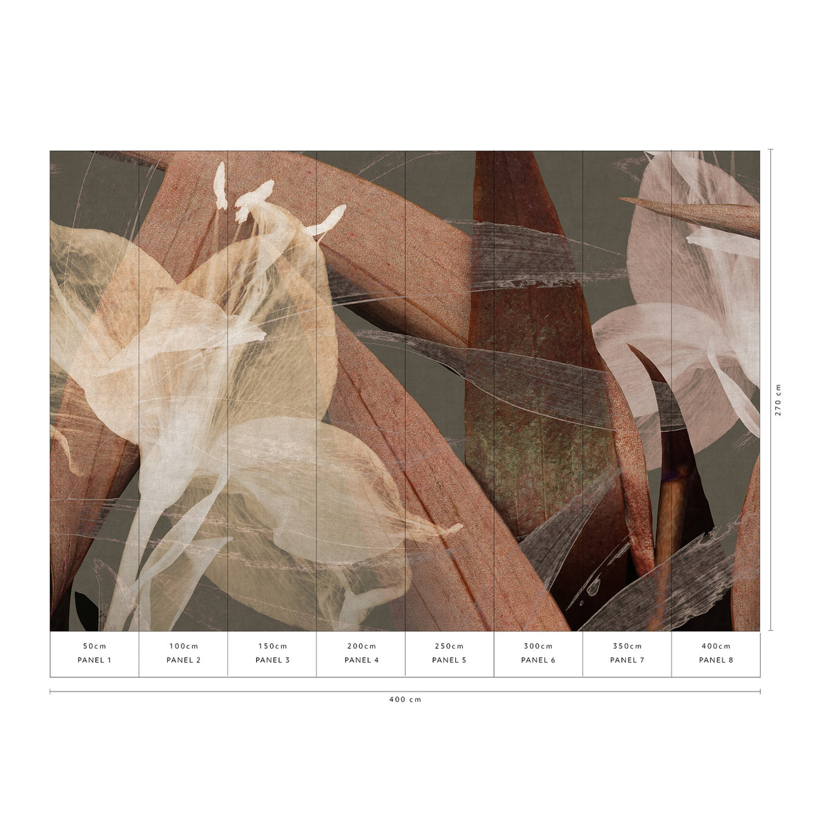 Veer Decor Fading Flower Brown Wall Mural 8412-VRAED-AO