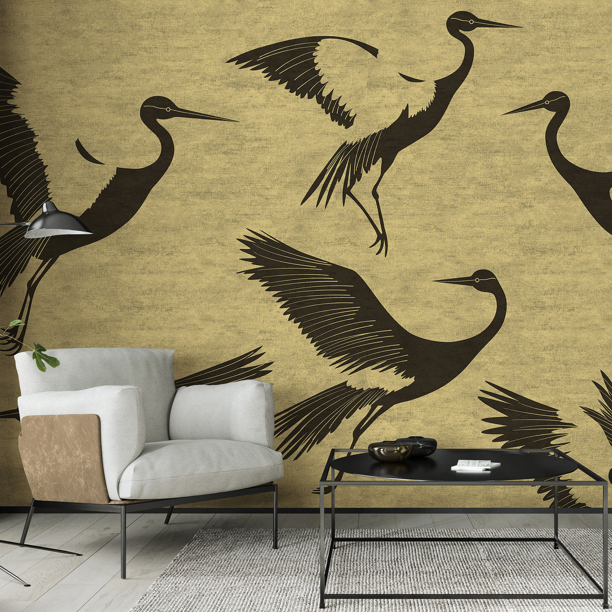 Veer Decor Black Feathers Gold Wall Mural 8412-VRAED-AW