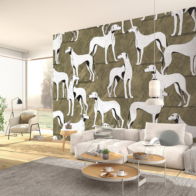 Veer Decor Greyhound Manor Gold Wall Mural 8412-VRAED-AY
