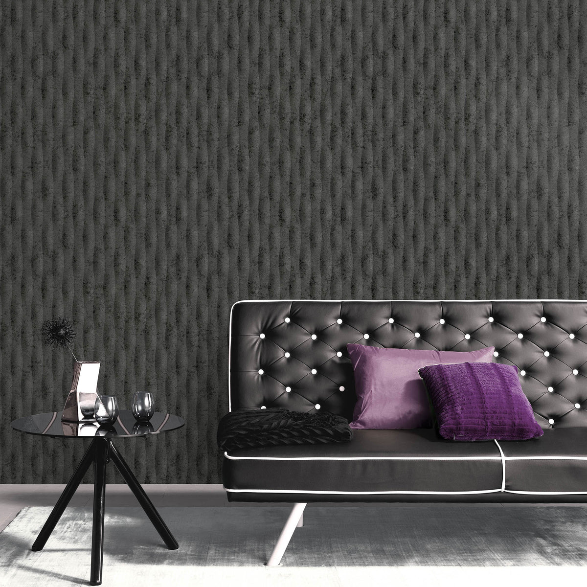 Veer Decor Concrete Illusion Black Wallpaper 8413-VRFW-AB3