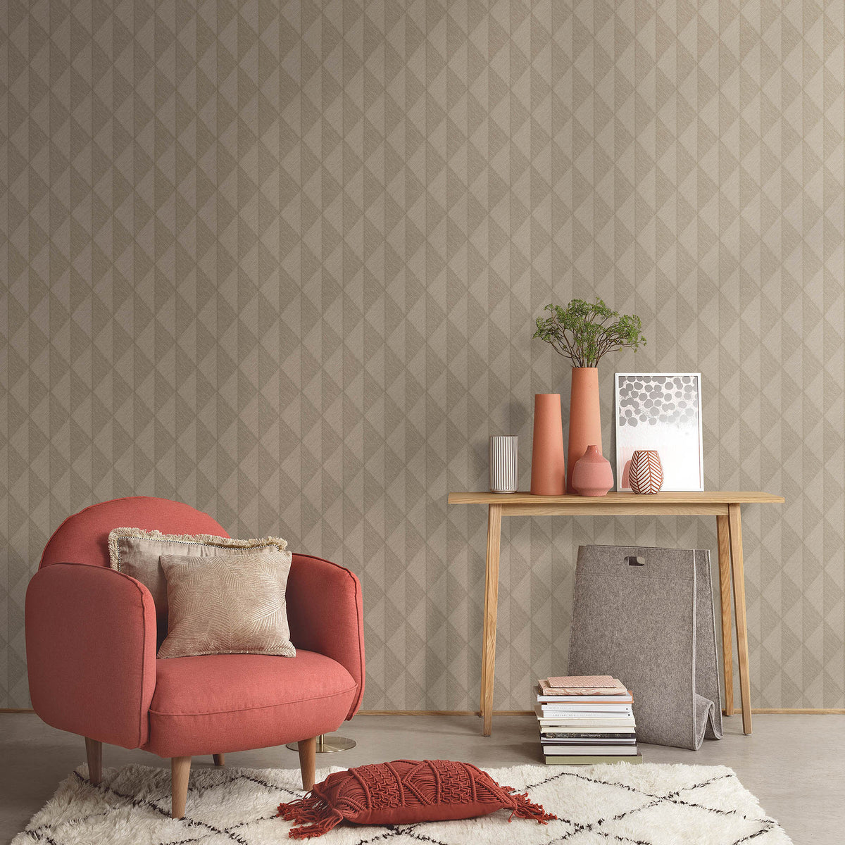 Veer Decor Woven Diamond Whisper Brown Wallpaper 8413-VRFW-A