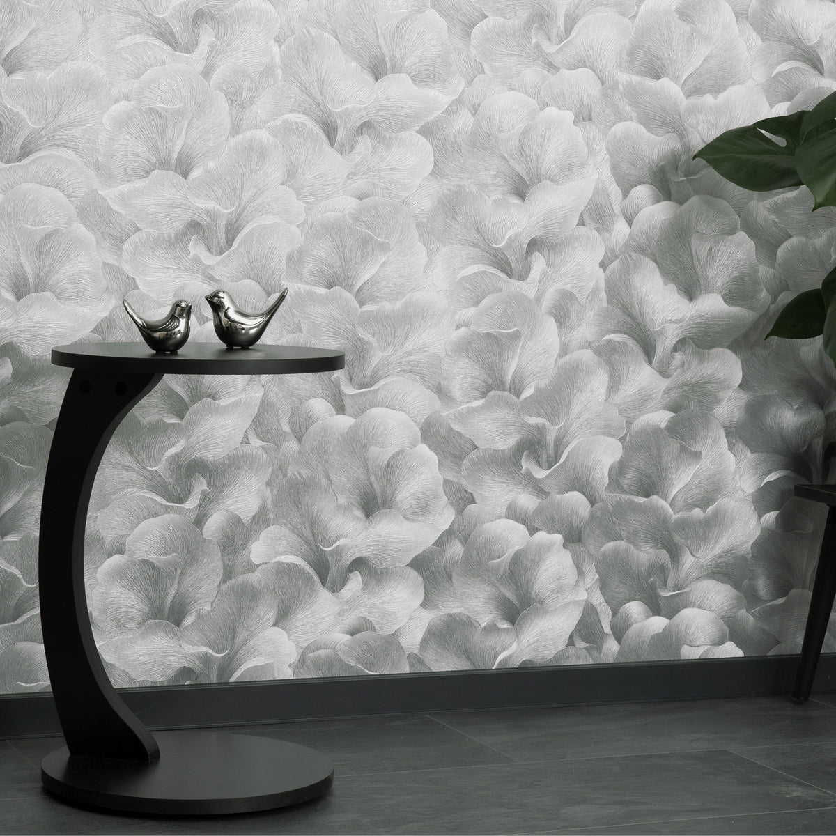 Veer Decor Floral Glow Silver Wallpaper 8413-VRFW-AF3