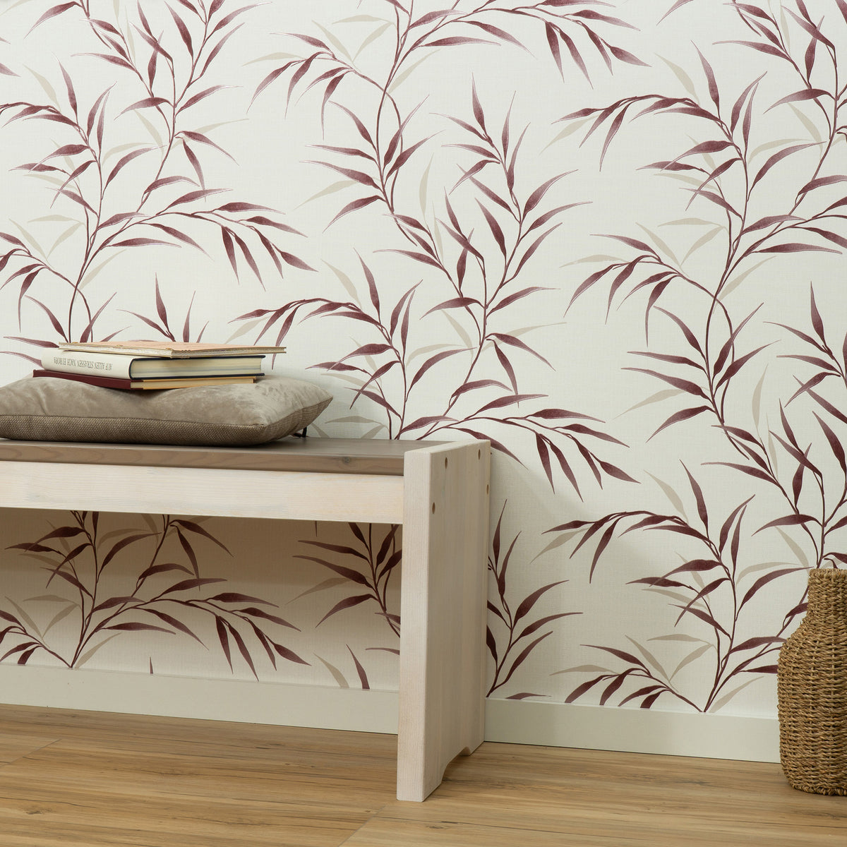 Veer Decor Yamato Leaves Red Wallpaper 8413-VRFW-AG2