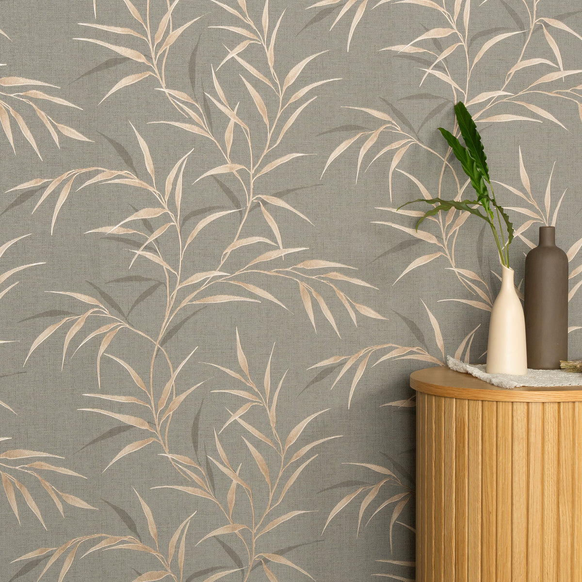 Veer Decor Yamato Leaves Brown Wallpaper 8413-VRFW-AG3