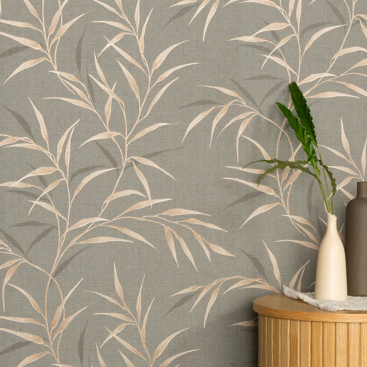 Veer Decor Yamato Leaves Brown Wallpaper 8413-VRFW-AG3