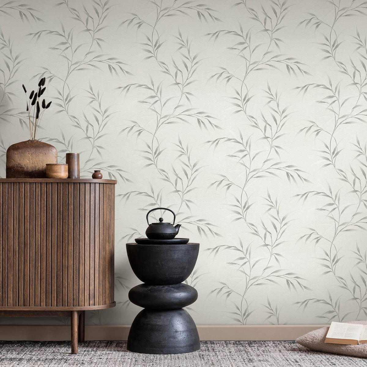 Veer Decor Yamato Leaves Grey Wallpaper 8413-VRFW-AG5
