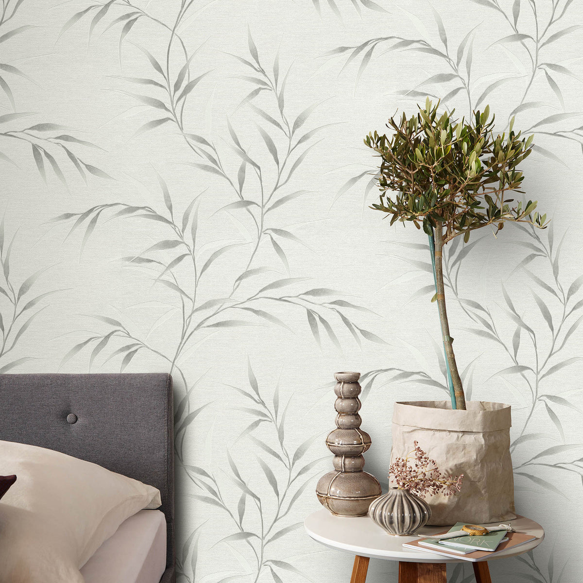 Veer Decor Yamato Leaves Grey Wallpaper 8413-VRFW-AG5